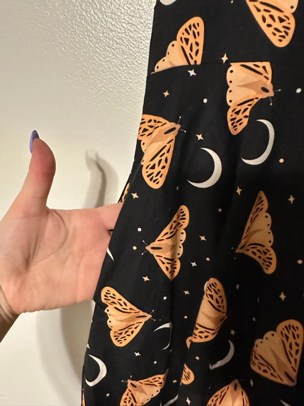 Eva Rose Retro Moth & Moon Dress Fit & Flare Black Pink Medium - Picture 7 of 8